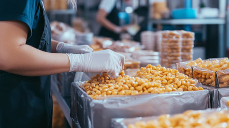 Efficient food production line utilizing AI for quality control and packagingの素材