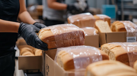 Efficient food production line for packaging freshly baked bread loavesの素材