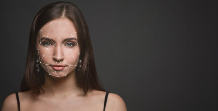 Futuristic and technological scanning of face for facial recognition