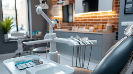 Modern dental clinic with advanced technology and a welcoming atmosphereの素材