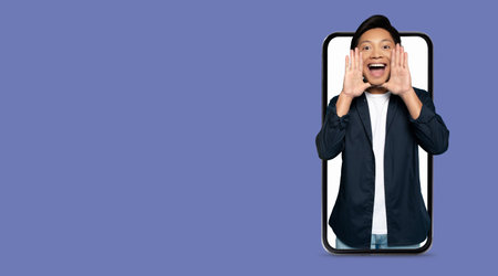 Engaging man using smartphone to connect and communicate on social media