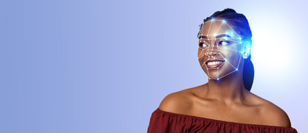 Technological innovation for facial recognition application in identificationの写真素材