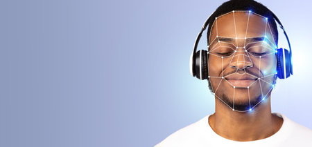 Modern technology enabling facial recognition for identification purposesの写真素材