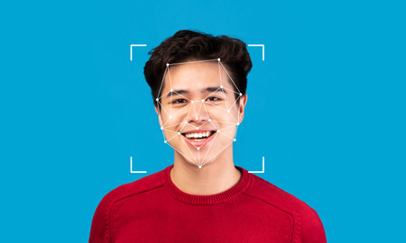 Facial recognition technology enhances identification with smiling subject