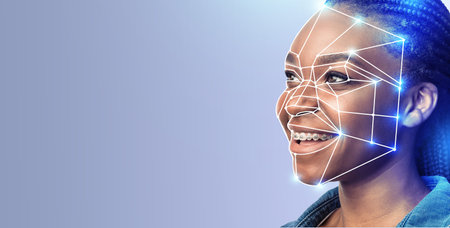 Modern technology enhances face recognition and identification for securityの写真素材