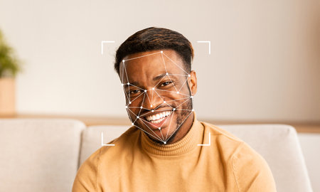 Innovative facial recognition technology applied to individual identificationの写真素材