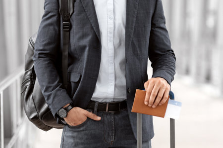 Portrait Of Young Middle Eastern Male Traveller Posing At Airportの写真素材