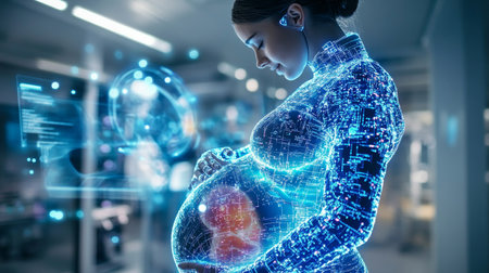 Exploring futuristic representations of pregnancy with digital embryo visuals. Generative AIの素材