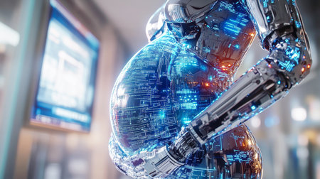 Exploring the concept of futuristic pregnancy with a robotic embryo concept. Generative AIの素材