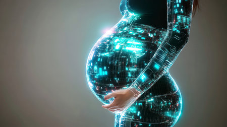 Exploring futuristic concepts of pregnancy and embryo development in a digital form. Generative AIの素材