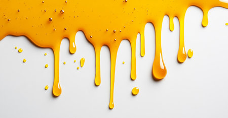 Liquid gold splashes of honey creating a vibrant texture on a surface. Generative AIの素材
