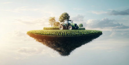 Smart farming practices enhance crop production on floating fields. Generative AIの素材