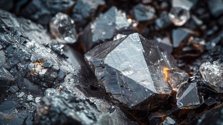 Glittering Clusters of Minerals With Varying Textures and Shapes Captured in Detail During Daylight. Generative AIの素材