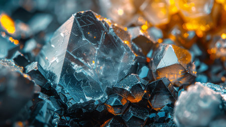 Close up View of Sparkling Mineral Crystals Reflecting Vibrant Colors in a Natural Setting During Daylight Hours. Generative AIの素材