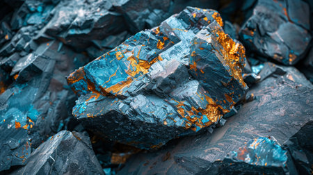 Stunning Close Up of Vibrant Mineral Deposits Highlighting Rich Colors and Textures in a Natural Rock Setting. Generative AIの素材