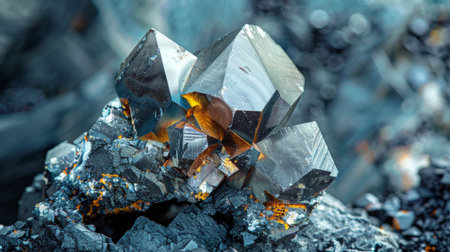 Stunning Crystal Formation Showcases Intricate Details and Vibrant Colors Found in Natural Mineral Deposits Showcasing Earths Beauty. Generative AIの素材