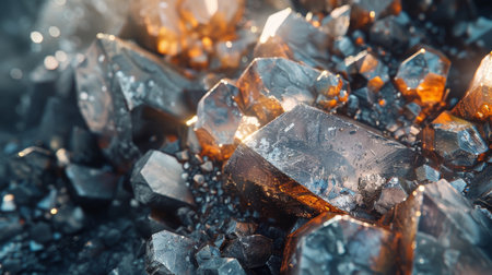 Beautiful Crystalline Structures Showcasing Intricate Details and Vibrant Colors Illuminated by Soft Light. Generative AIの素材