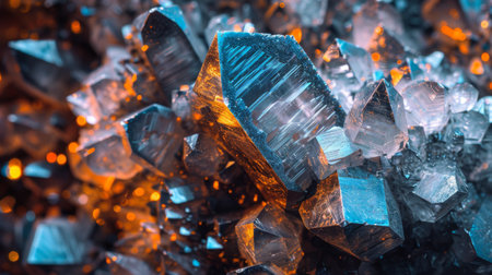 Vibrant Close Up of Crystalline Formations Showcasing Stunning Colors and Intricate Textures Found in Natural Mineral Landscapes. Generative AIの素材