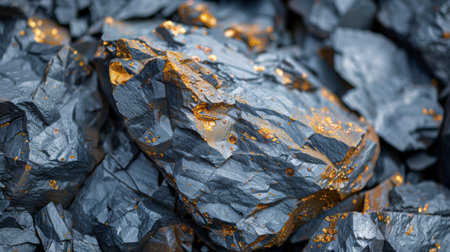 Rock Formation Showcasing Unique Geological Features With Metallic Luster in a Natural Setting During Daylight Hours. Generative AIの素材