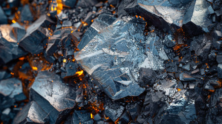 Crystalline Mineral Cluster Displaying Intricate Textures and Colors While Illuminated by Ambient Light in a Natural Setting. Generative AIの素材