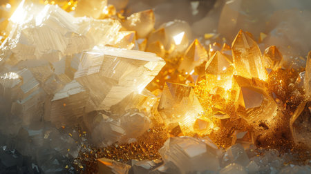 Glowing Crystals in an Underground Cave Illuminated by Soft Light Showcasing Natural Beauty and Intricate Formations. Generative AIの素材