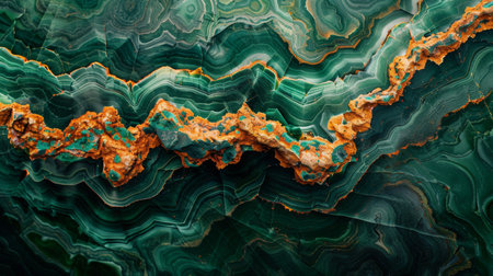 Vibrant Green Agate Stone With Intricate Patterns Displaying Layers of Mineral Formations in Natural Light. Generative AIの素材