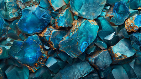 Stunning Display of Vibrant Blue Gemstones Showcasing Intricate Patterns and Natural Textures Found in a Mineral Collection. Generative AIの素材