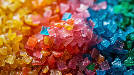 Colorful Gummy Candies in Various Shapes Create an Eye Catching Display Suitable for Any Candy Lovers Delight. Generative AIの素材