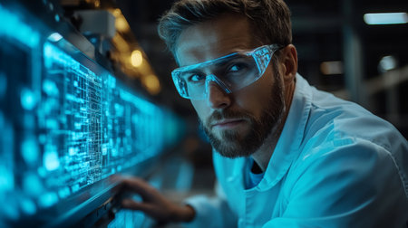 Engineer working on automated machinery in a high-tech manufacturing facility focused on aluminum and steel production. Generative AIの素材