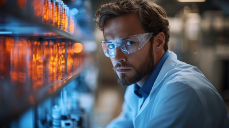 Scientist working in a modern laboratory during research on metal alloys and their properties. Generative AIの素材