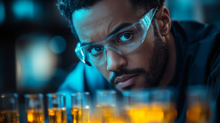 Professional working with metal samples in a manufacturing environment focused on quality control and engineering processes. Generative AIの素材