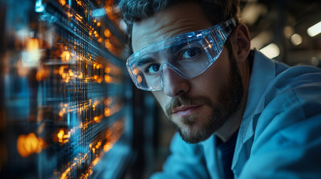 Innovative engineer working with advanced automation in a modern manufacturing facility focusing on steel and aluminum production. Generative AIの素材