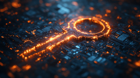 Exploration of quantum encryption using qubits, superposition, and network security concepts in a digital landscape. Generative AIの素材