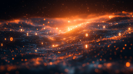 Understanding quantum mechanics through visualization of qubits and their behavior in a digital landscape. Generative AIの素材