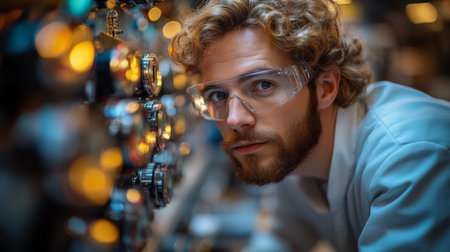 Investigating quantum mechanics through experimental setups involving qubits and entangled molecules in a laboratory. Generative AIの素材