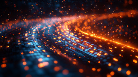 Exploring quantum computing concepts such as qubits, superposition, and entanglement through visual representation. Generative AIの素材
