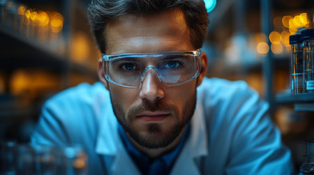 Researcher exploring quantum mechanics and molecular energy in a high-tech laboratory setting. Generative AIの素材