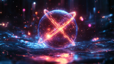 Exploring the vibrant visualization of quantum phenomena with qubits and superposition in a digital environment. Generative AIの素材