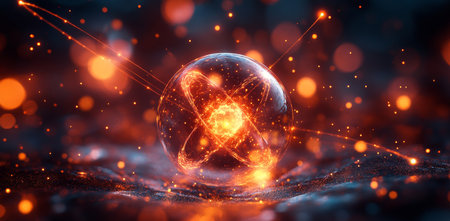 Visualizing quantum concepts with qubits in superposition and entanglement. Generative AIの素材