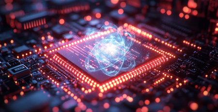 Exploring quantum computing with qubits and neural algorithms in a digital circuit. Generative AIの素材