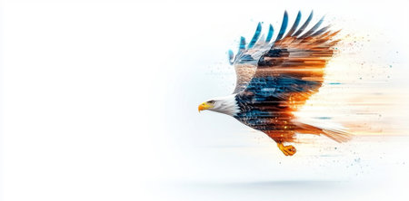 Eagle soaring through a dynamic landscape capturing the essence of natures beauty. Generative AIの素材