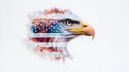 Eagle blending with American flag in a creative nature representation. Generative AIの素材