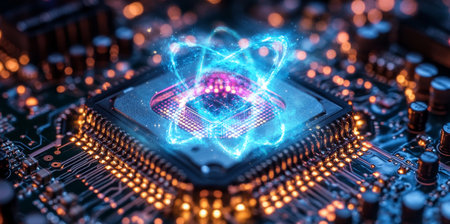 Exploring quantum computing with qubits and algorithms on advanced chips. Generative AIの素材