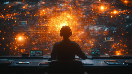 Exploring quantum concepts in a futuristic lab with advanced technologies and vibrant visualizations. Generative AIの素材