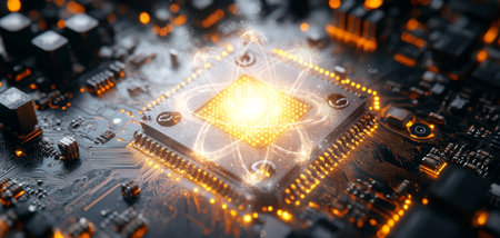 Exploring the principles of quantum computing and neural network optimization. Generative AIの素材