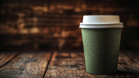 Coffee cup resting on rustic wooden table in a cozy setting during a quiet afternoon. Generative AIの素材