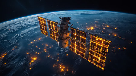 Exploration of cosmic phenomena using satellite technology in Earths orbit with advanced telemetry systems. Generative AIの素材