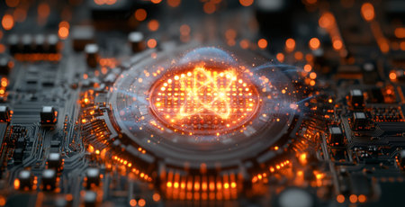 Exploring quantum computing concepts with focus on qubits and algorithms. Generative AIの素材