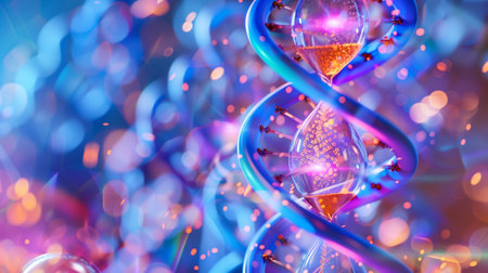 This artwork depicts genetic modifications aimed at extending youth through advanced techniquesの素材