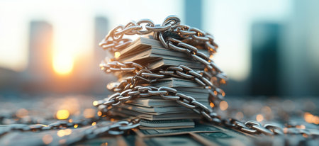 Banking security with locked cash representing privacy and protection in finance. Generative AIの素材